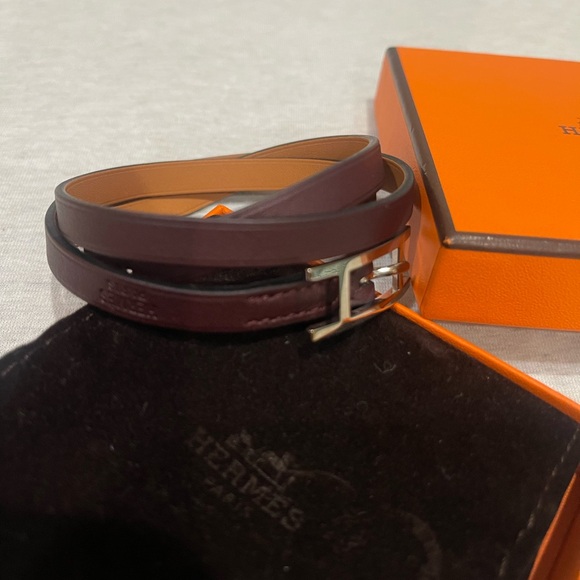 Hermes Black and Silver Double Wrap Bracelet - Picture 4 of 5